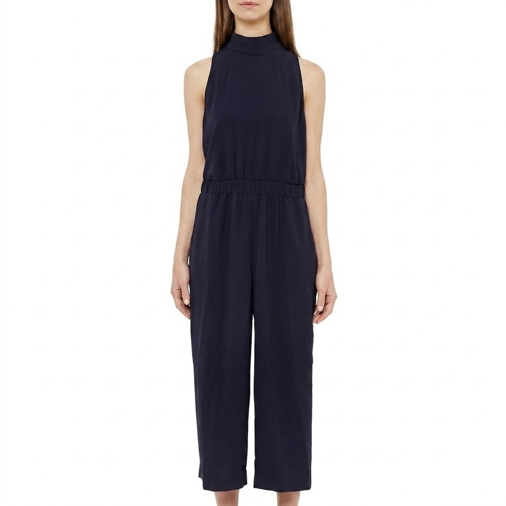 Ted Baker | Gwendie High Neck Culotte Jumpsuit Dark Blue Wide Leg‎ Size 3 / US 8